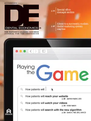 December 2019 issue cover of Dental Economics magazine